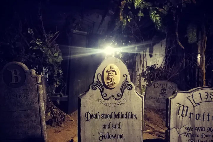 a sign over a fire hydrant